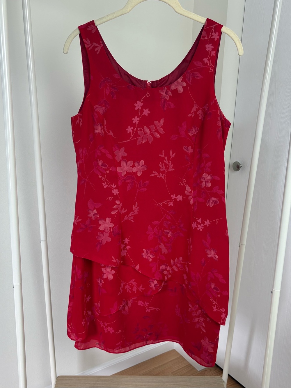 Scarlett Red Floral Layered Mini Dress
